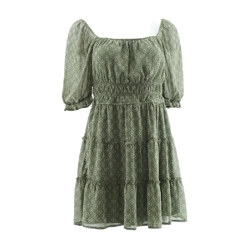 Green Misc Mini Dress