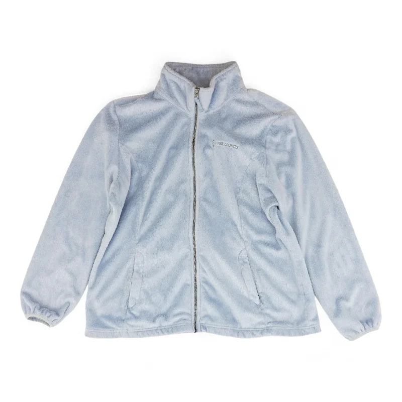 Blue Solid Faux Fur Jacket